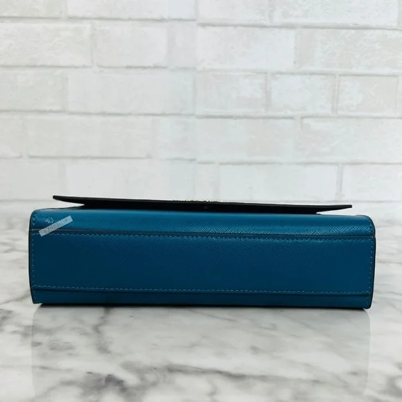 Kate Spade Carson Teal Blue Dark Peacock Convertible Chain Crossbody - Picture 3 of 9